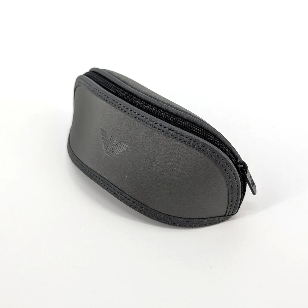 Emporio Armani Grey Sunglasses Case Zippered Soft Shell Eagle Logo